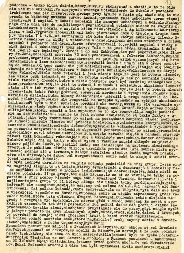 Notatka "Wypadek na Wołyniu w powiecie włodzimierskim" z 21IX 1943 r.